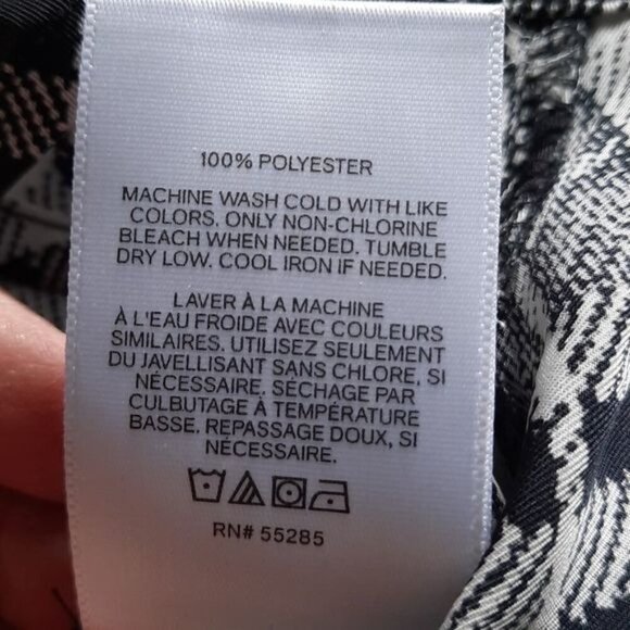 Express Black and White Fall Plaid Long Cuff Sleeve U Neckline Tunic Size S/P - Picture 4 of 6